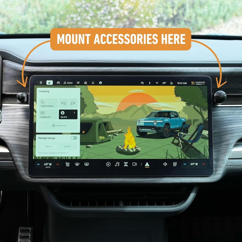 EveryAmp Phone Mount Dash Anchor (Version 2) with 17mm Magnet Mount fits Rivian R1T & R1S 2022-2026 - Mount Cell Phones, Tablets, Microphones, Radar Detectors and More with No Screws or Adhesives - Image 4